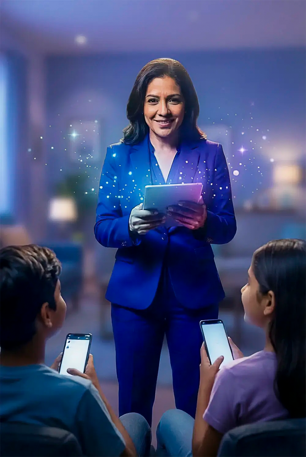 Madre guiando con criterio a sus hijos sobre el uso de IA